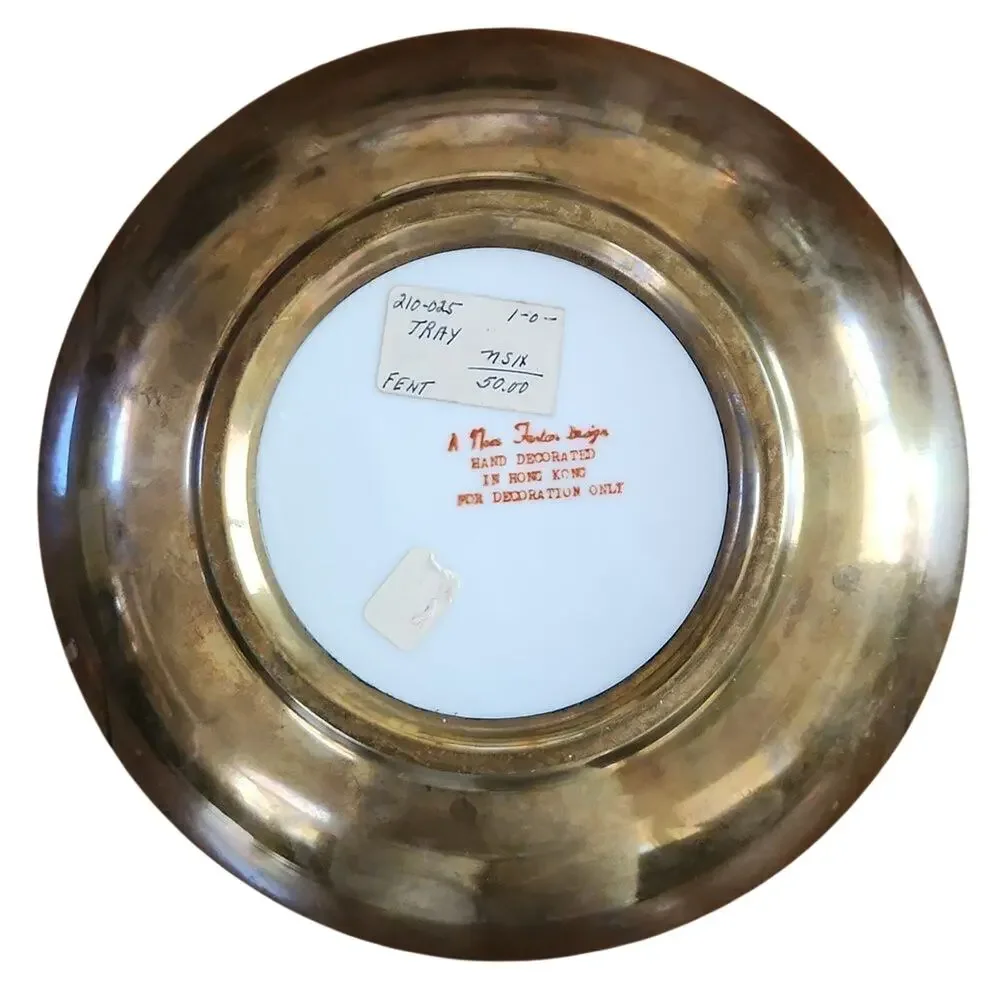 Nora Fenton Hong Kong designs handpainted decorative plate brass encased…