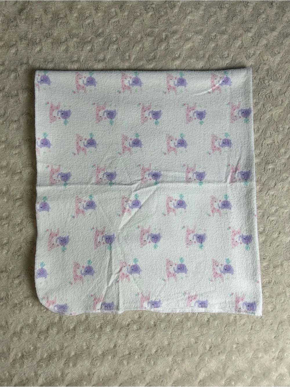 Pink Giraffe Purple Elephant Baby Receiving Blanket Flannel Blue Bird Flowers