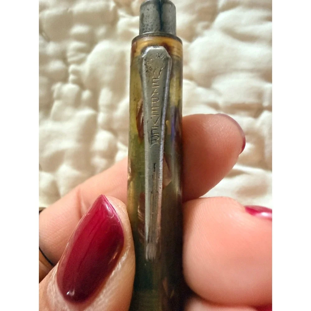 Vintage Wearever Mechanical Pencil Two Tone Celluloid Amber Marbled Pattern