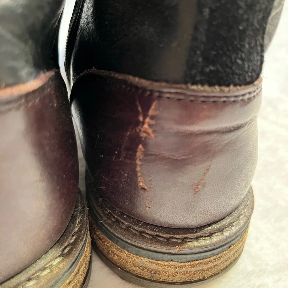 Bullboxer Black Leather Cap Toe Lace Up Ankle Boots Men’s EU 44 US 11 Side Zip