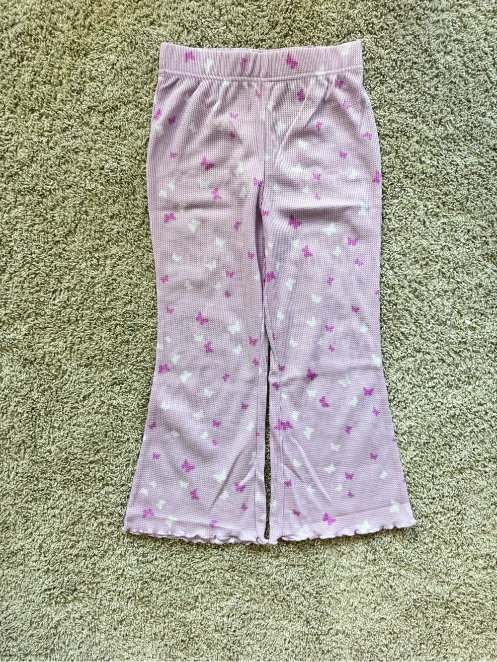Cuddl Duds Girls Pajama Set Size 6-7 Pink Butterfly Thermal Set NWT