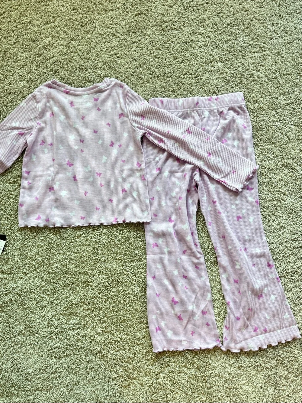Cuddl Duds Girls Pajama Set Size 6-7 Pink Butterfly Thermal Set NWT