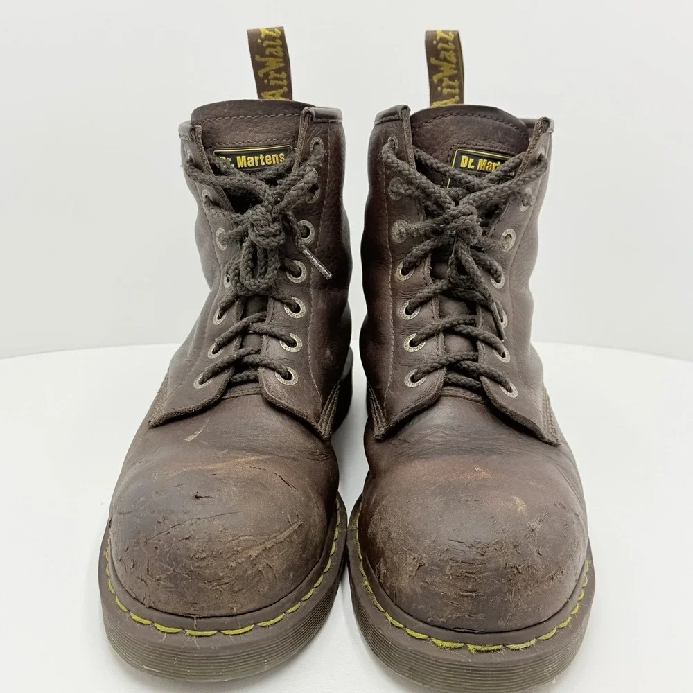Dr Martens AirWair Steel Toe Work Boots Mens 11 Brown Leather Slip Resistant EH