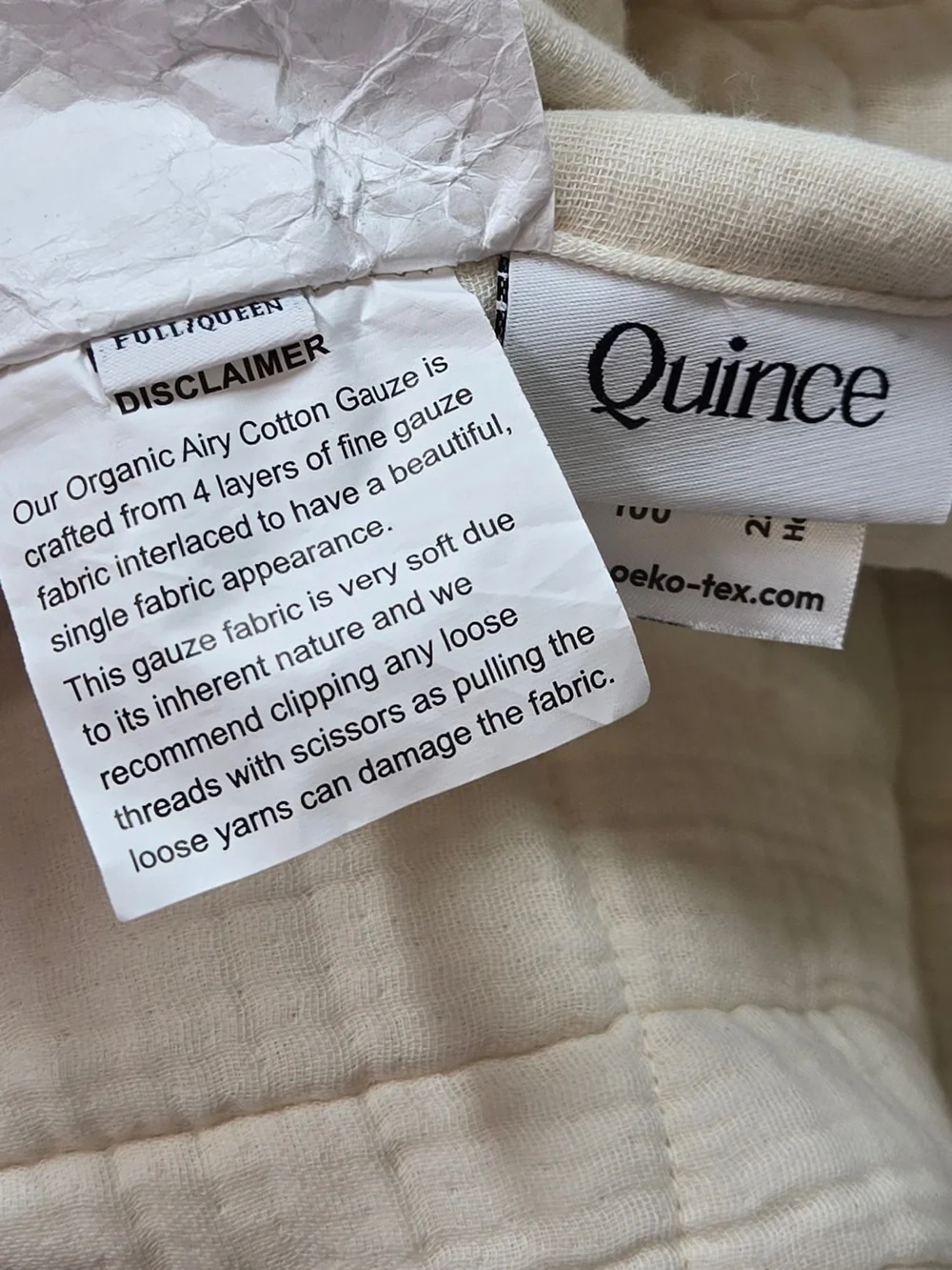 QUINCE Organic Cotton Gauze Box Quilt Set Full/Queen Ivory 9784