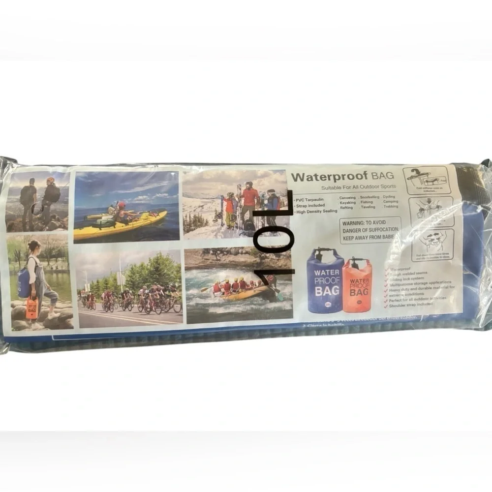 Waterproof Bag W/Strap For All Outdoor Sports 10L Blue Canoe Camp Fishing Travel