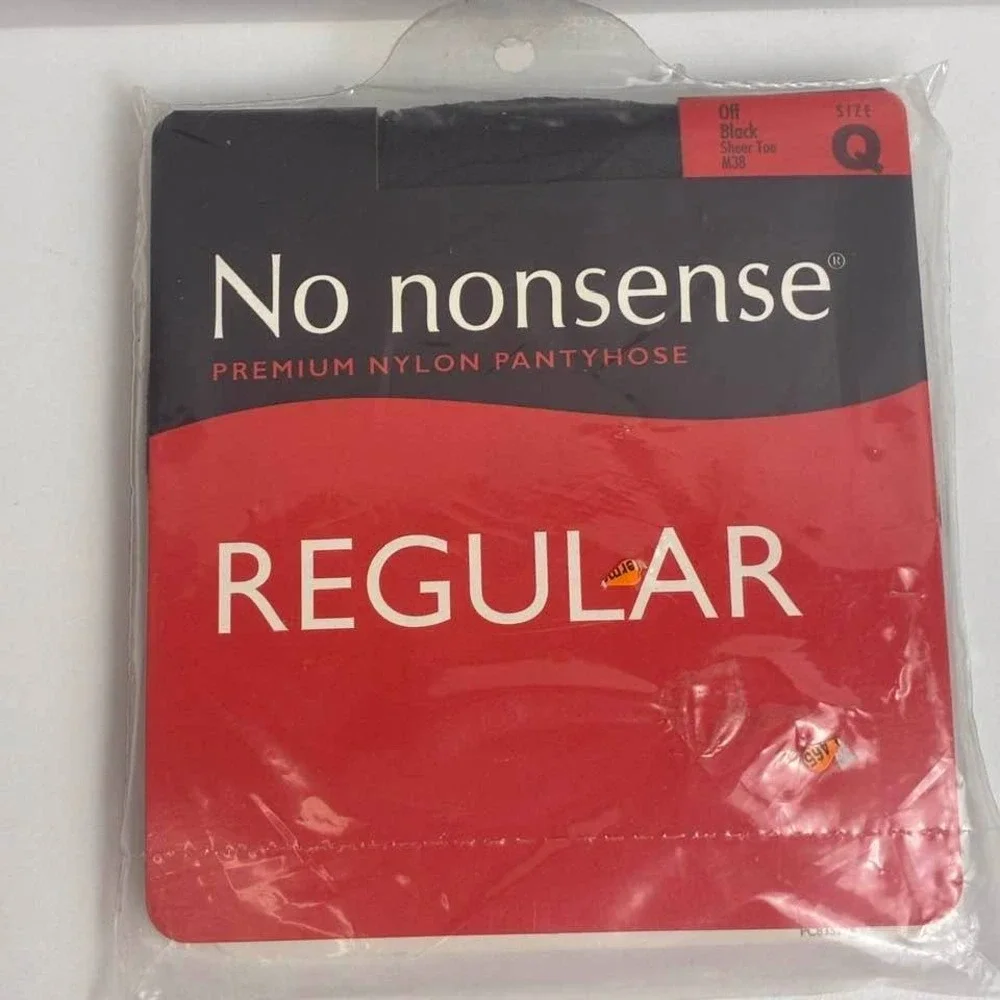 No Nonsense Premium Nylon Pantyhose Off Black Sheer Toe Size Q Regular New NIP