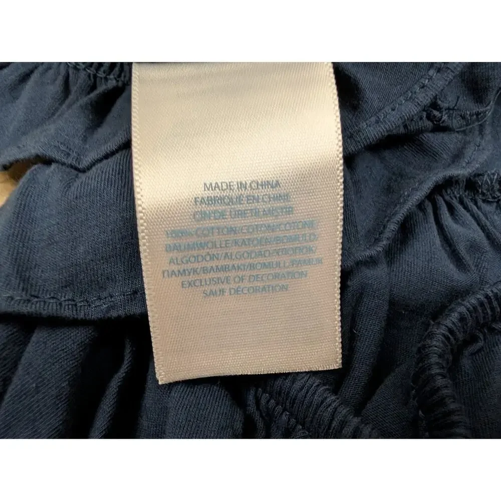 New Ralph Lauren baby girls sz 6M 1pc Summer Romper knit navy blue stretch 0899