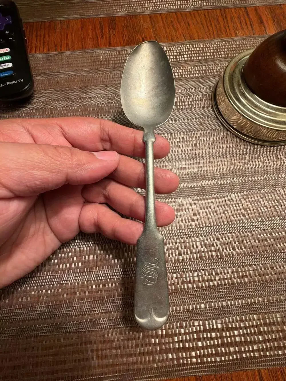 Vintage Brazil Silver Monogrammed Teaspoon