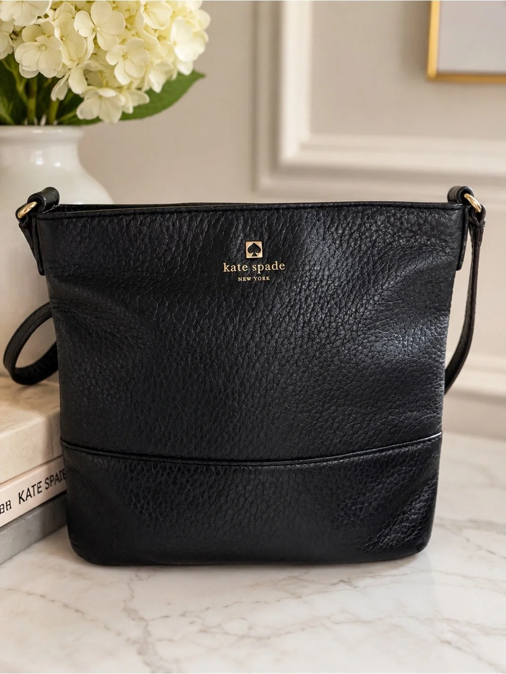 Kate Spade Southport Avenue Cora Black Pebbled Leather Crossbody Bag Y2K