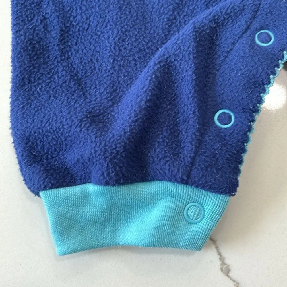 Carter's | Infant Girls Blue Floral Soft Fleece Jumpsuit Romper 0-3M