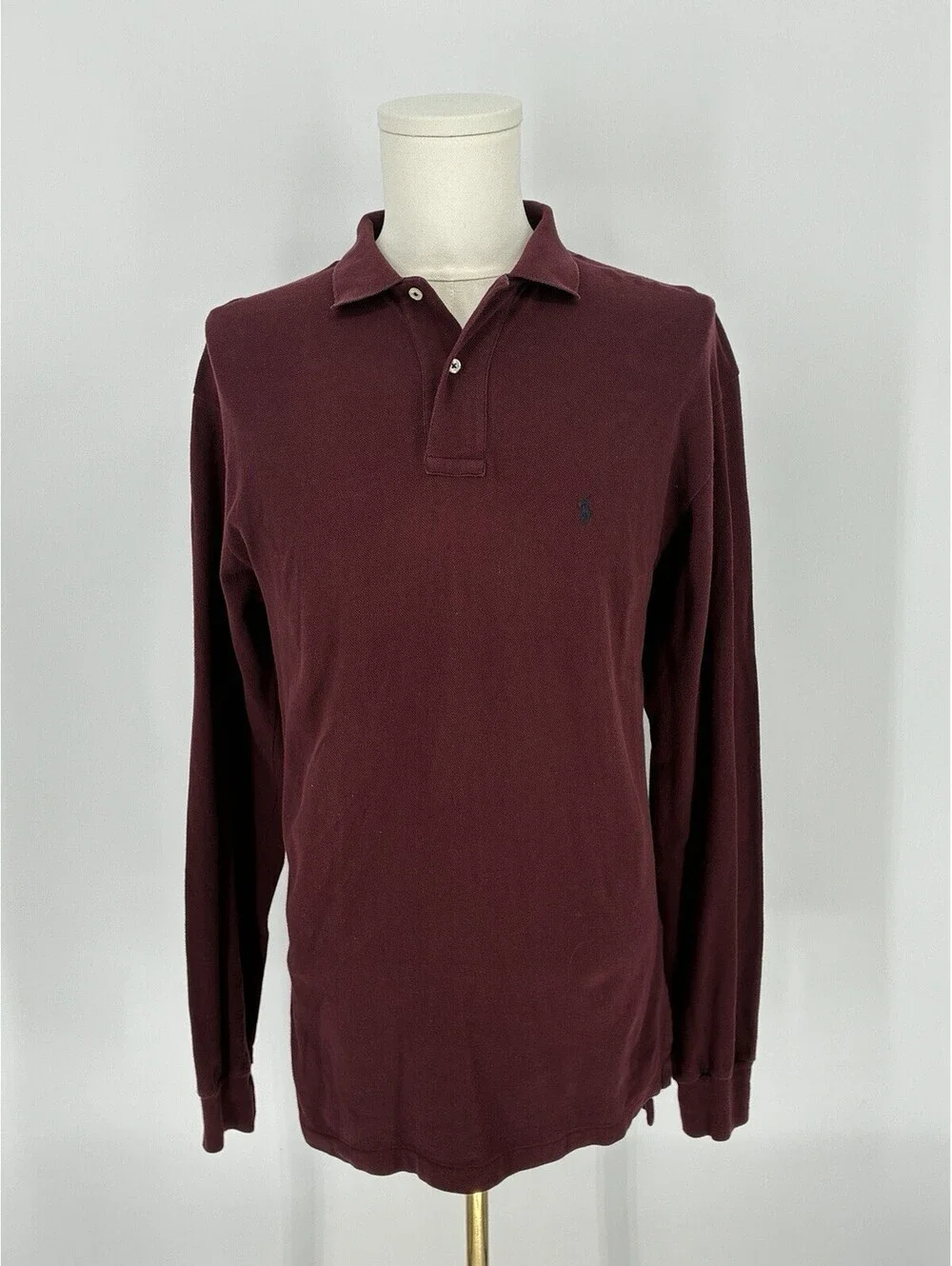 Polo Ralph Lauren Shirt Men Medium M Red Pony Long Sleeve Black Embroidered