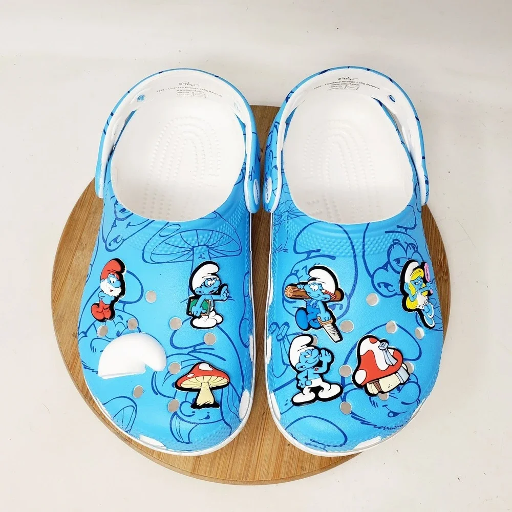 Crocs Smurfs Sandals Kids 2 Blue Classic Clog Casual Boys Girls Shoes