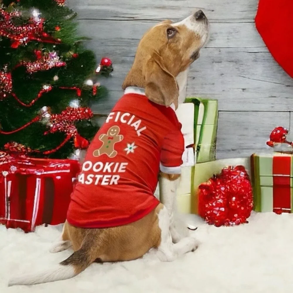 ❤️ 🆕 Vibrant Life Dogs Medium 20-50lb Holiday Pet Tee “Official Cookie Tester”