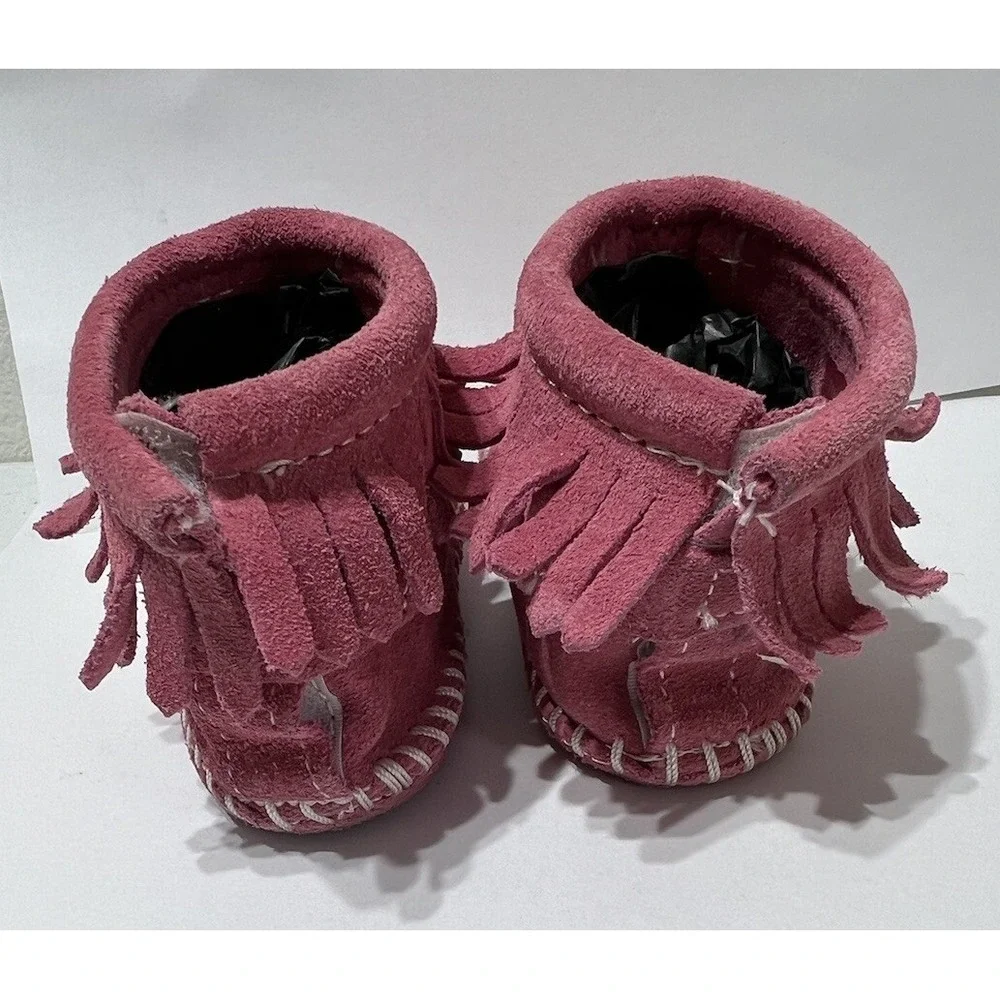 MINNETONKA Baby Toddler Size 3 PINK FRINGED ANKLE BOOTS Girls‎ Ankle Bootie