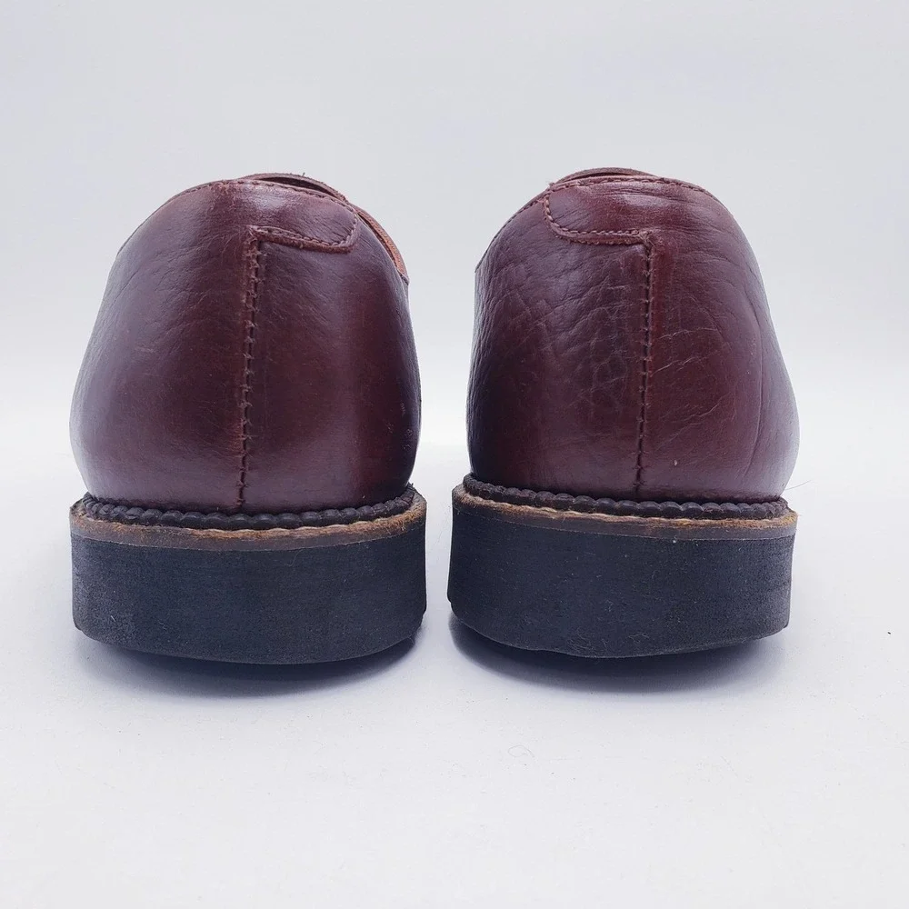 H.S. Trask Bison Leather Oxford Shoes Brown Lace‎ Up Lug Sole Mens 9.5 W