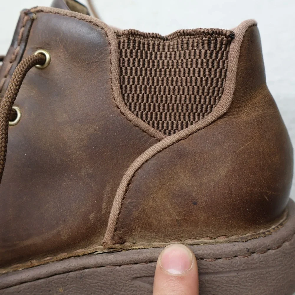 Justin Men 9.5 Chukka Boots Brown Leather Lace Up Moc Toe Rugged Workwear JM422