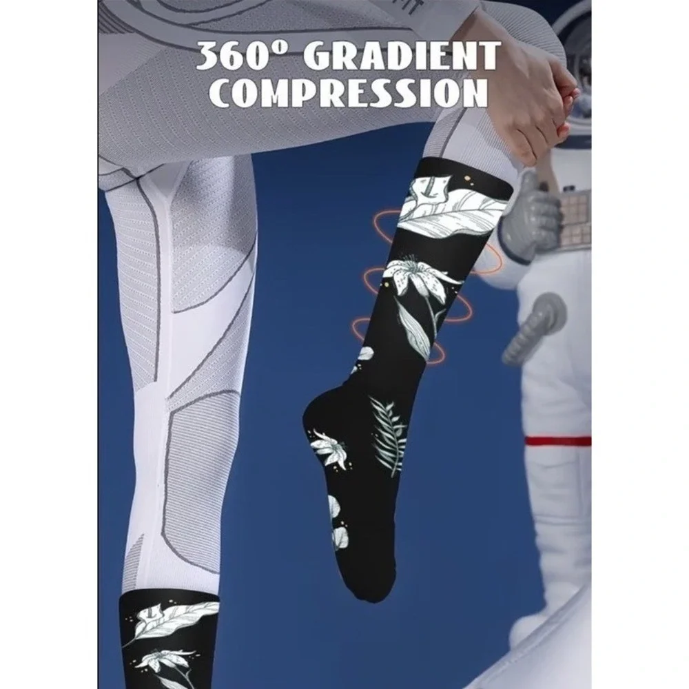 Unisex 20-30‎ mmHg Compression Socks 3XL Floral Double Gradient Medical 4 Pack
