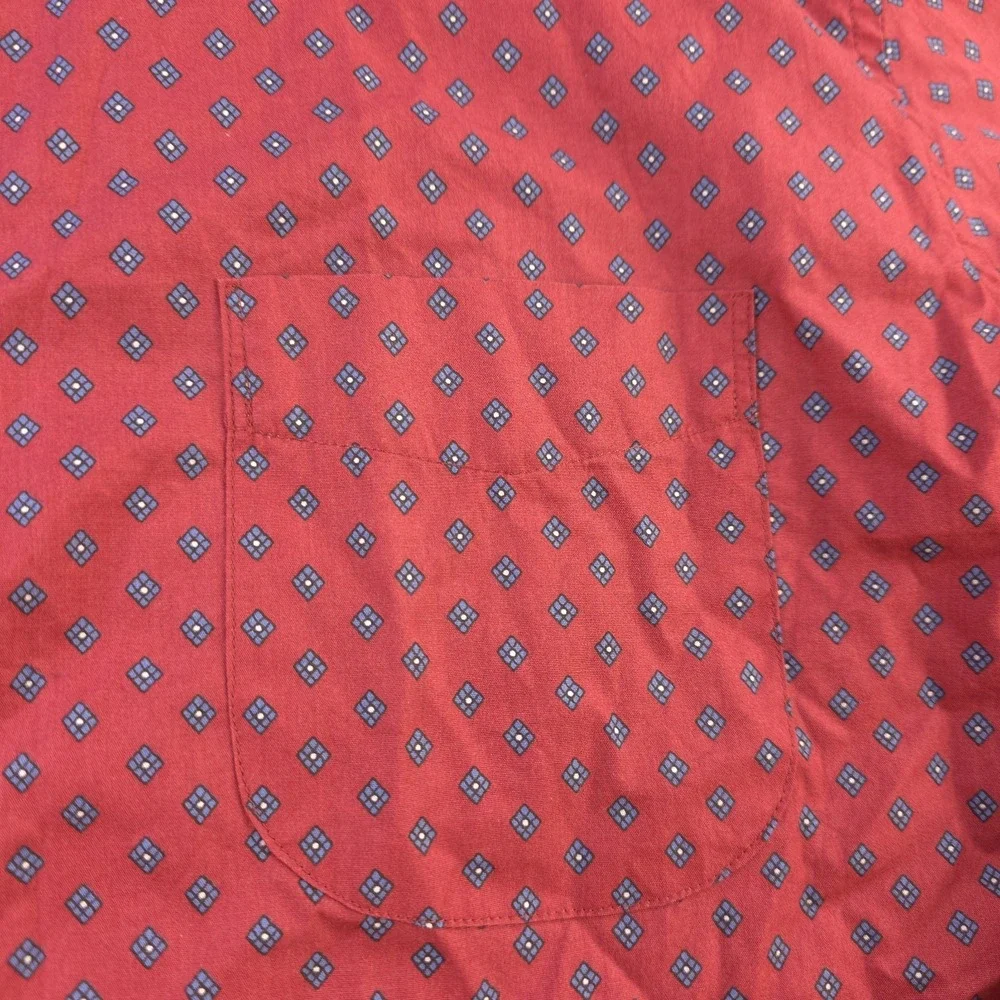 J Crew Secret Wash Shirt XL Slim Fit Red Geometric 100s 2 Ply Long Sleeve Button