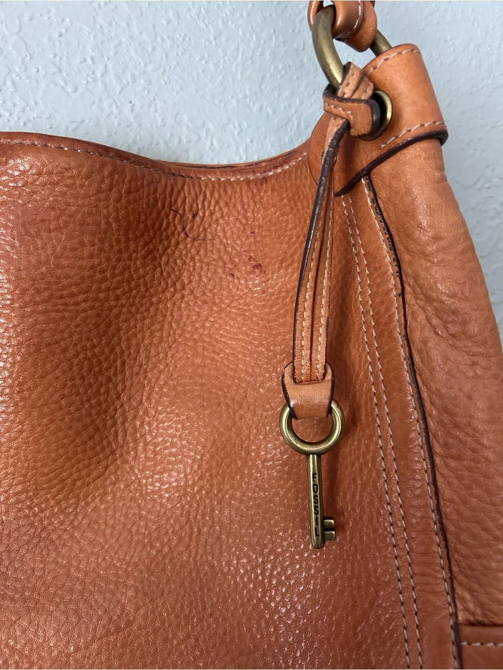 Fossil Genuine Leather Tan Shoulder Bag Hobo
