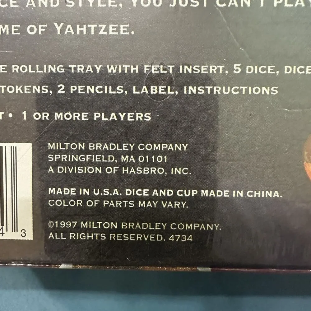 Vtg 1997 Milton Bradley Deluxe Edition Yahtzee Dice Game Factory Sealed New