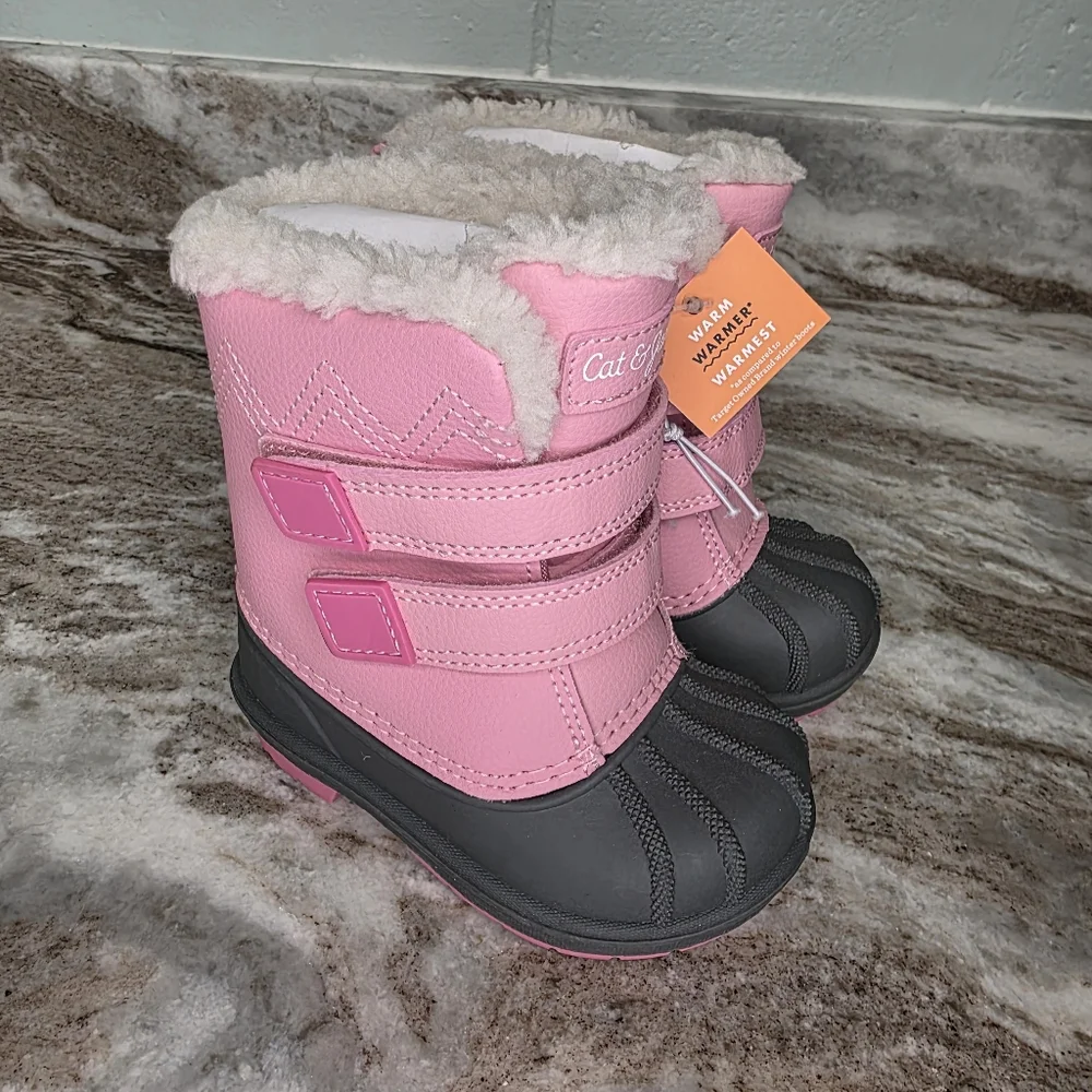New Cat & Jack Pink and Gray Denver Winter Boots Little Girls Size 5