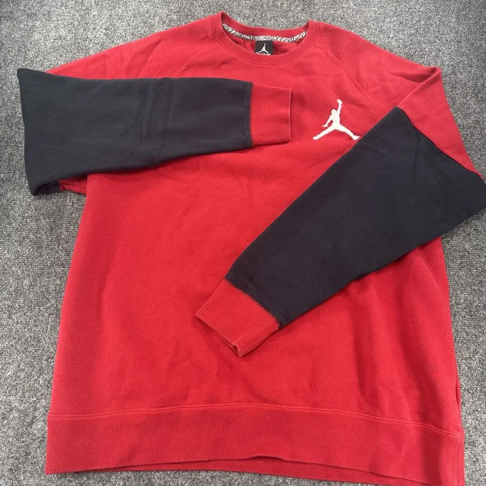 Jordan Jumpman Crewneck Sweatshirt Men's XXL Red Black Fleece Sportswear