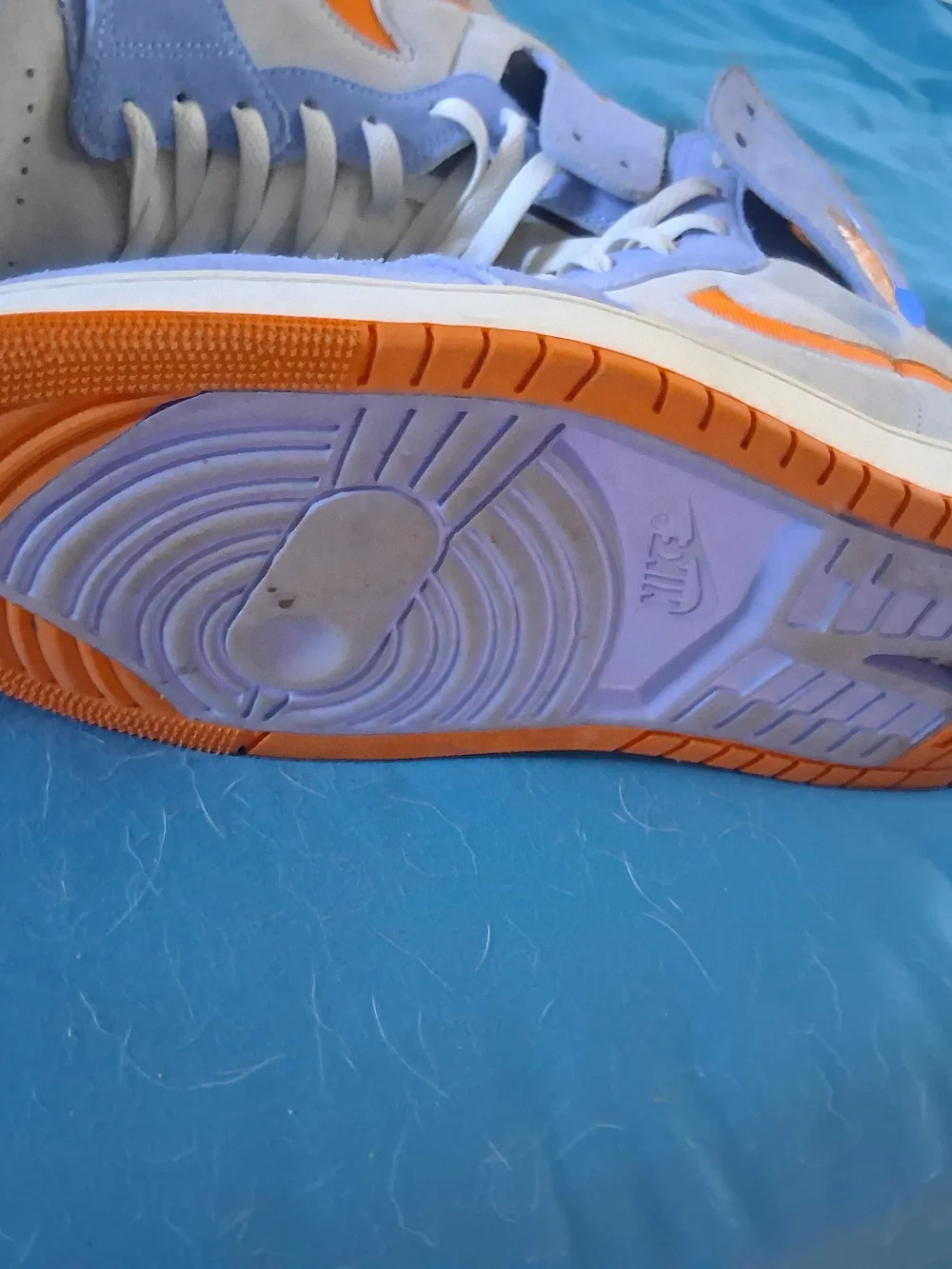 Jordan Men's High-Top Sneakers in Light Blue, Orange and White