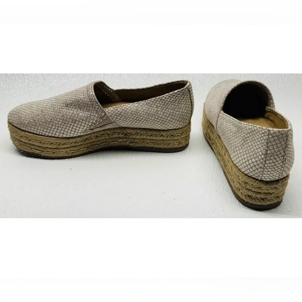 Naturalizer Thea 3 Leather Espadrille Comfort Slip On  Beige Shimmer Size 8.5