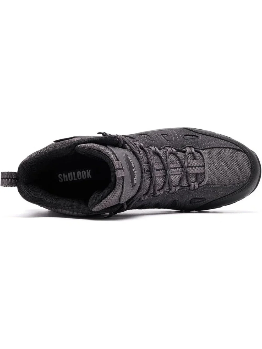 Men's Grey Waterproof Shoes Casual Mid Top Round Toe Non Slip Hiking Boots