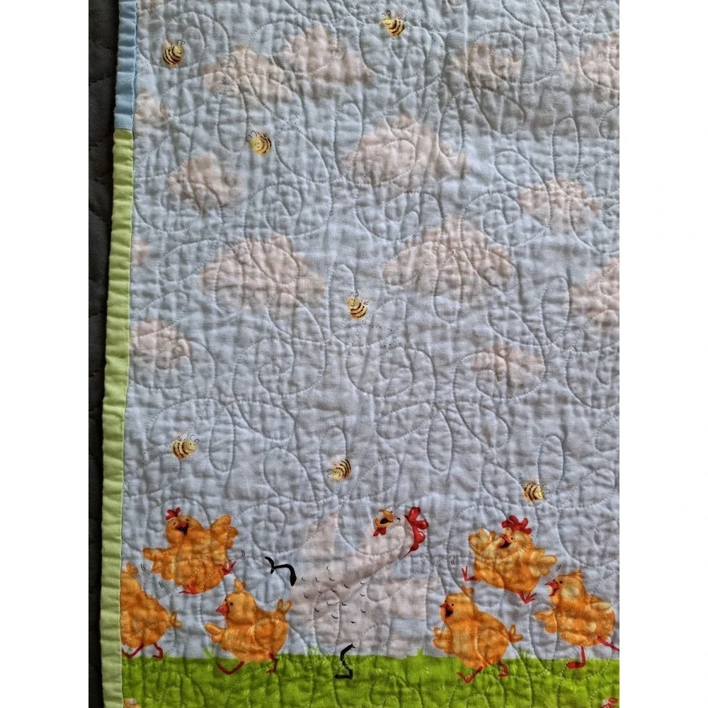 Vintage Hens And Chickens Throw‎  Quilt Hand quilted 38x33