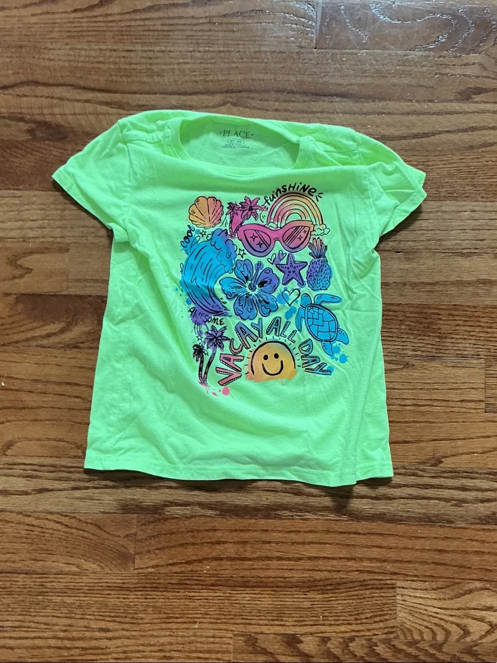 The Children's Place Neon Green 'Vacay All Day' Graphic Tee - Multicolor Print