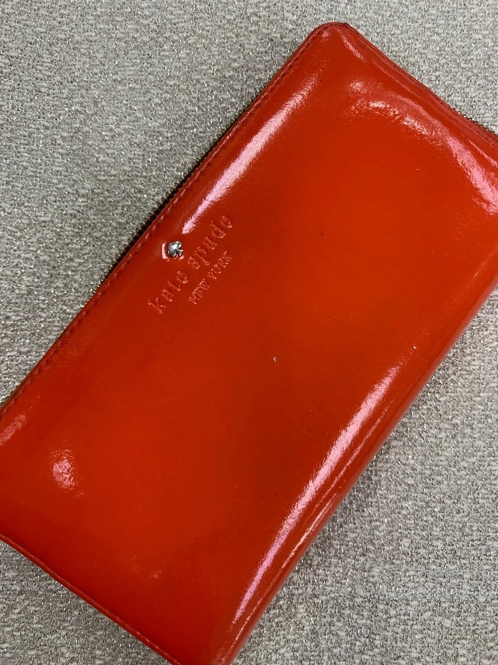 kate spade Patent Orange Zip Phone Wallet