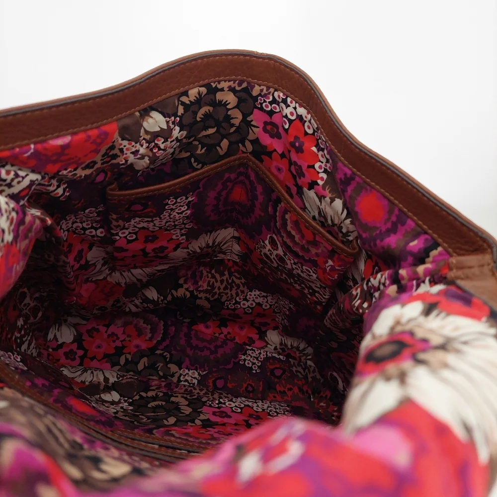 Vera Bradley Brown Hobo Bag With Rosewood Lining