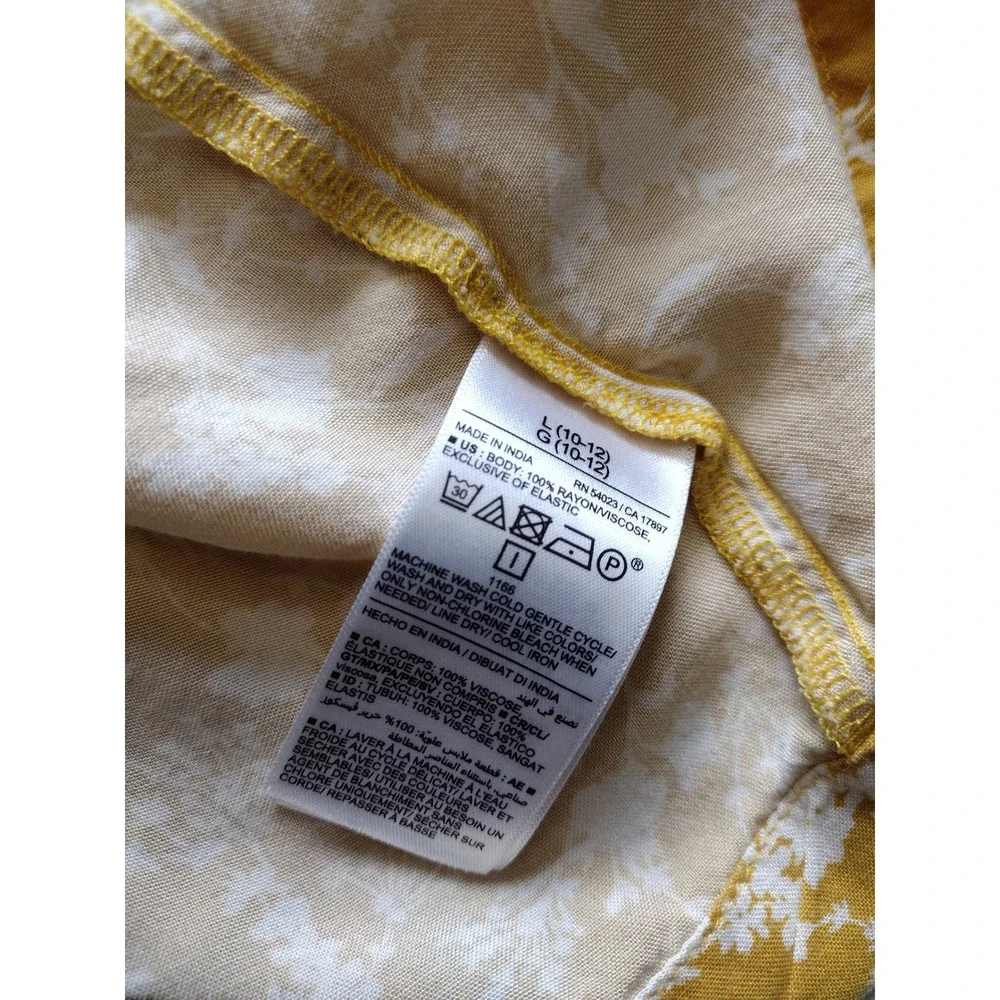 Old Navy‎ Girls Mustard Yellow Floral Smocked Sundress Size L 10-12 Sleeveless