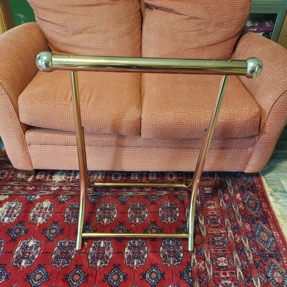 Vintage Brass Blanket Quilt Rack Hollywood Regency Ball Finial Towel Stand 33x29
