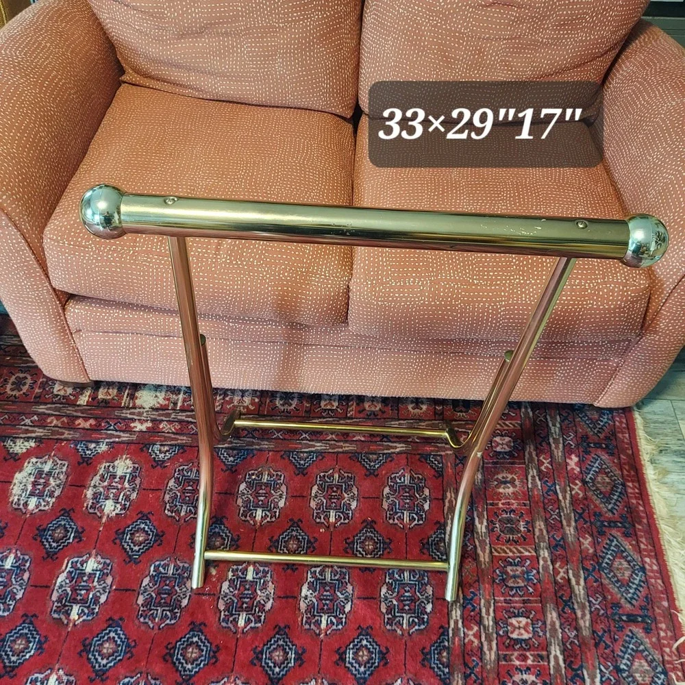 Vintage Brass Blanket Quilt Rack Hollywood Regency Ball Finial Towel Stand 33x29