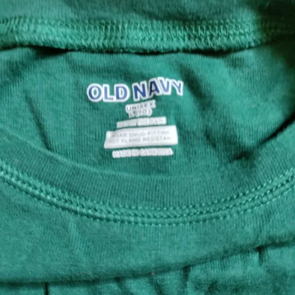Old Navy pajamas set size 10 Christmas plaid Santa cotton unisex holiday green