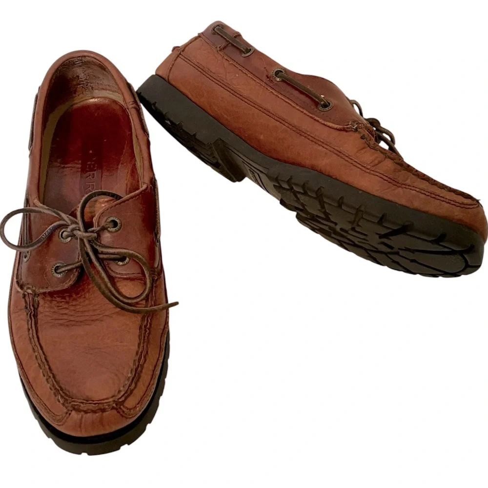 SPERRY Saddle Tan Leather Boat Shoes Size 9.5M