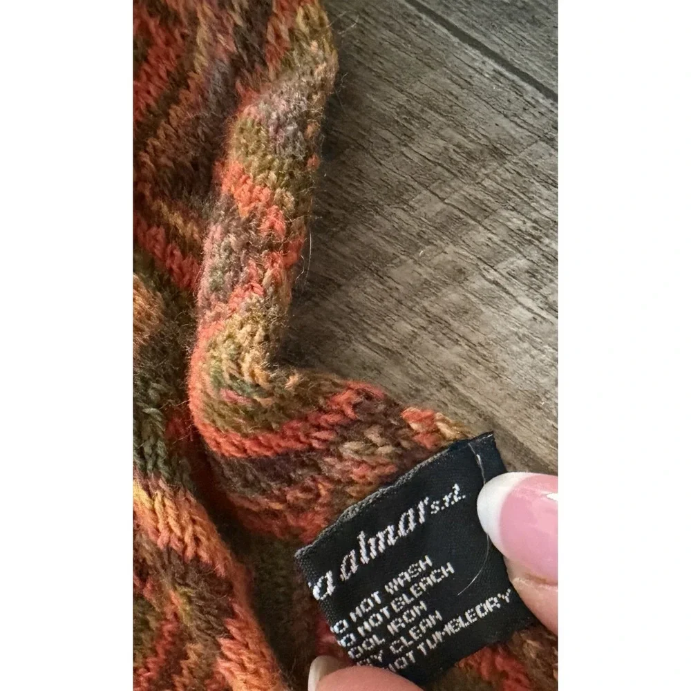 Manifattura Almar Scarf 100% Acrylic Orange Stripes Italy 60