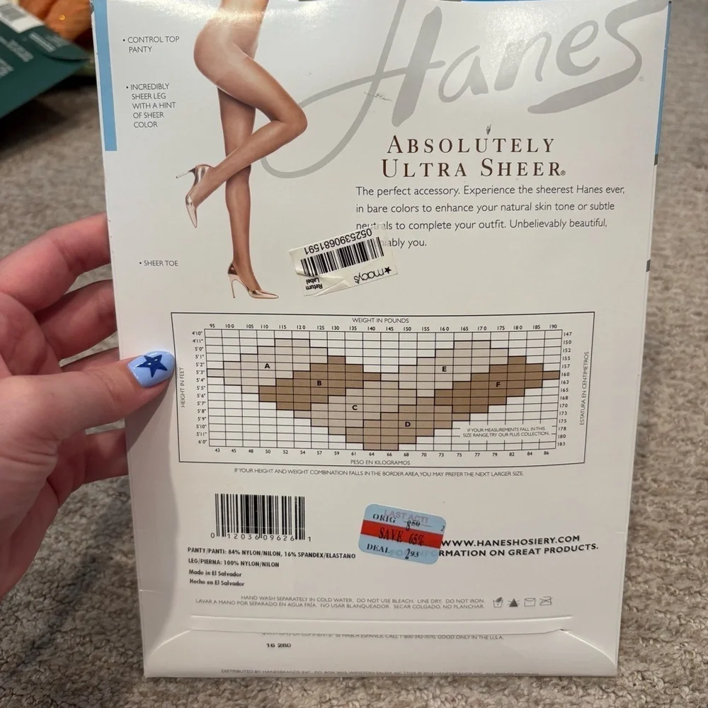 Hanes Absolutely Ultra Sheer Gentlebrown Tights - Size E