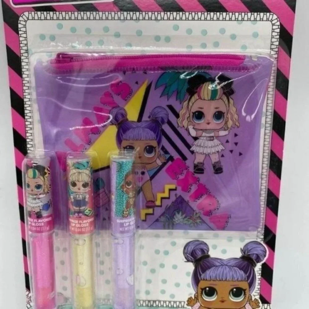 LOL Surprise Flavored Lip Gloss and Cosmetic Bag Set NEW