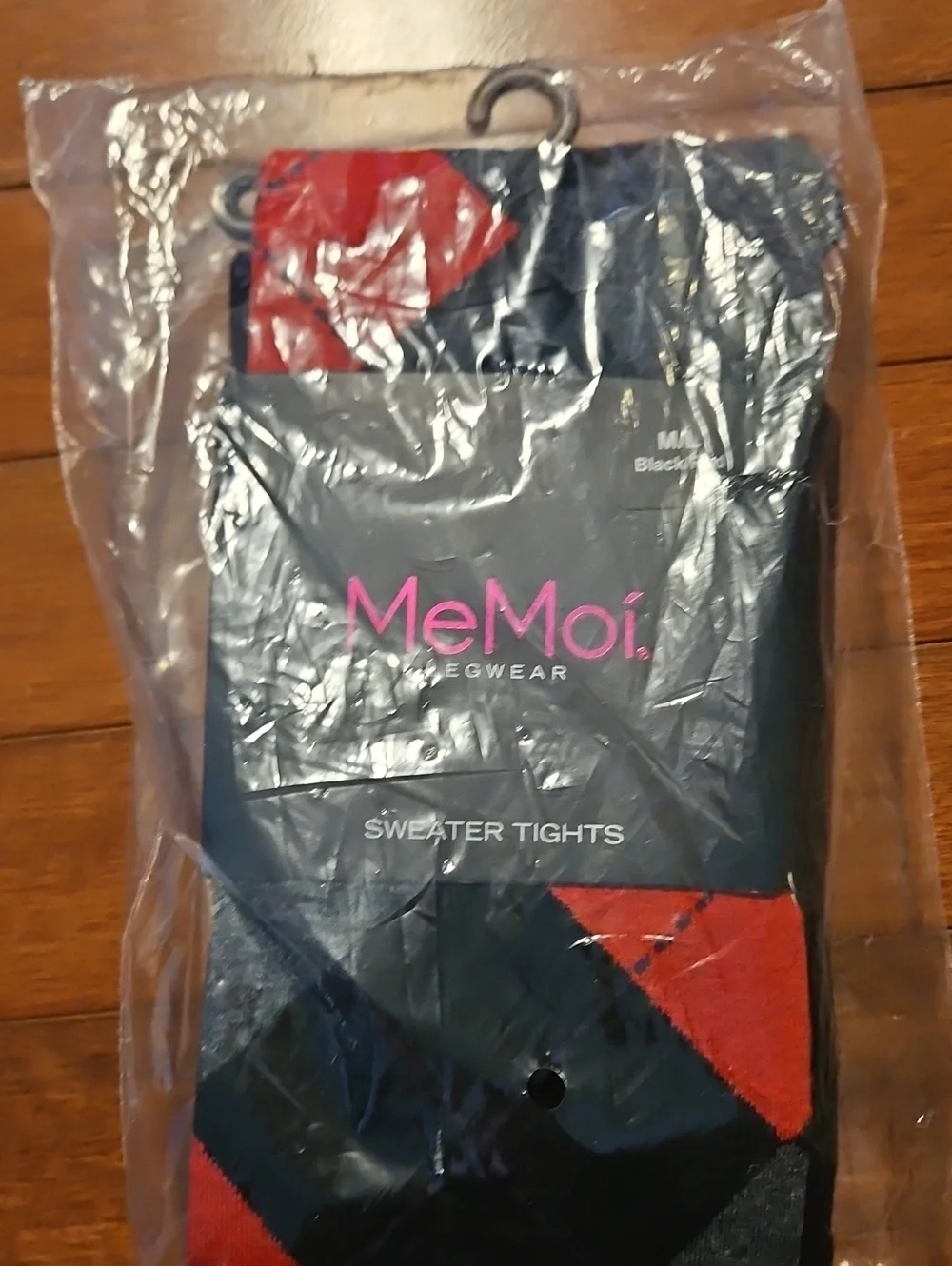 5FOR$30 MeMoi Sweater Tights in Black with Red Accent