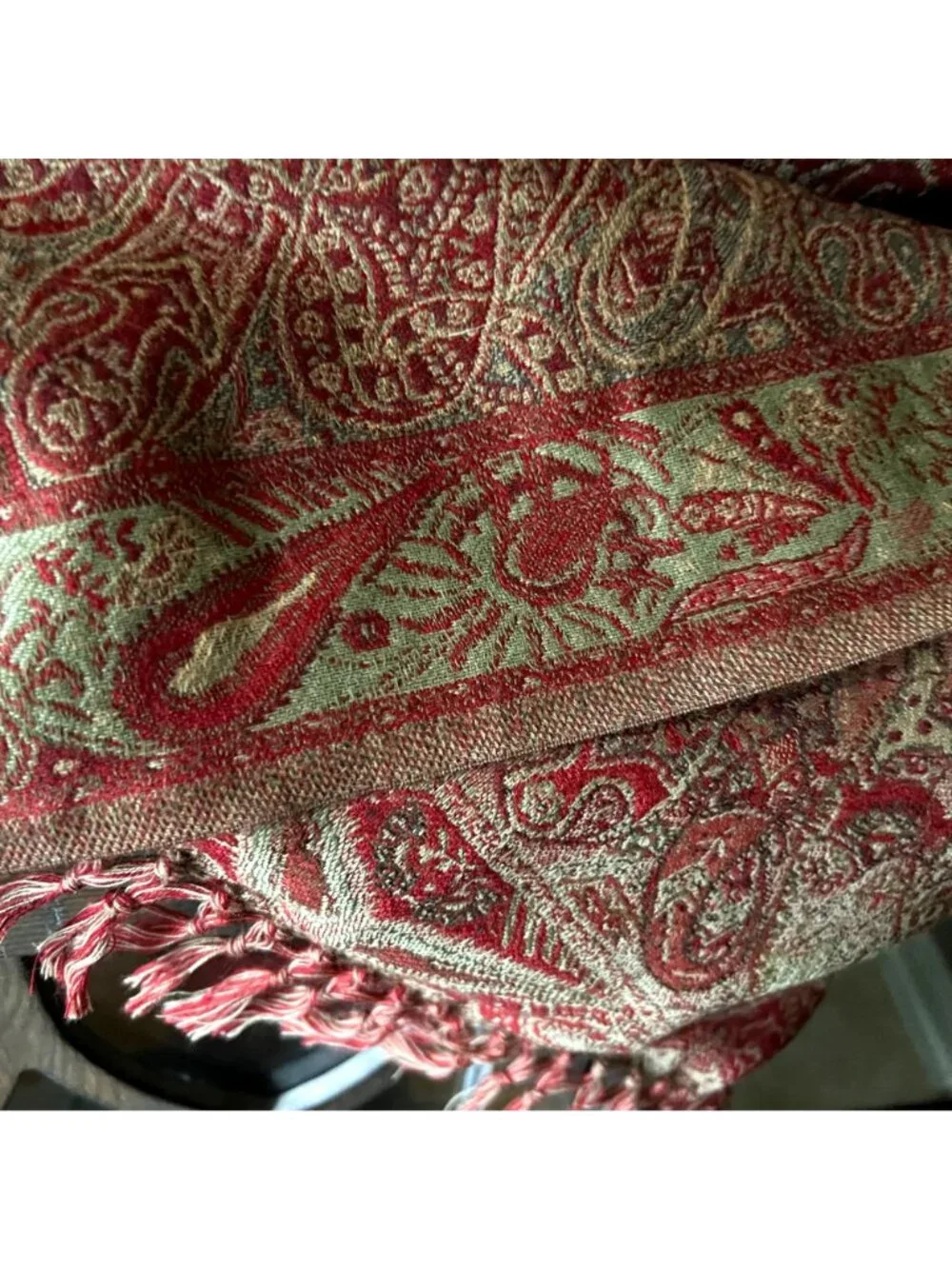 Vintage Wool Pashmina Curtain on Indonesian Hanger 82 Inch