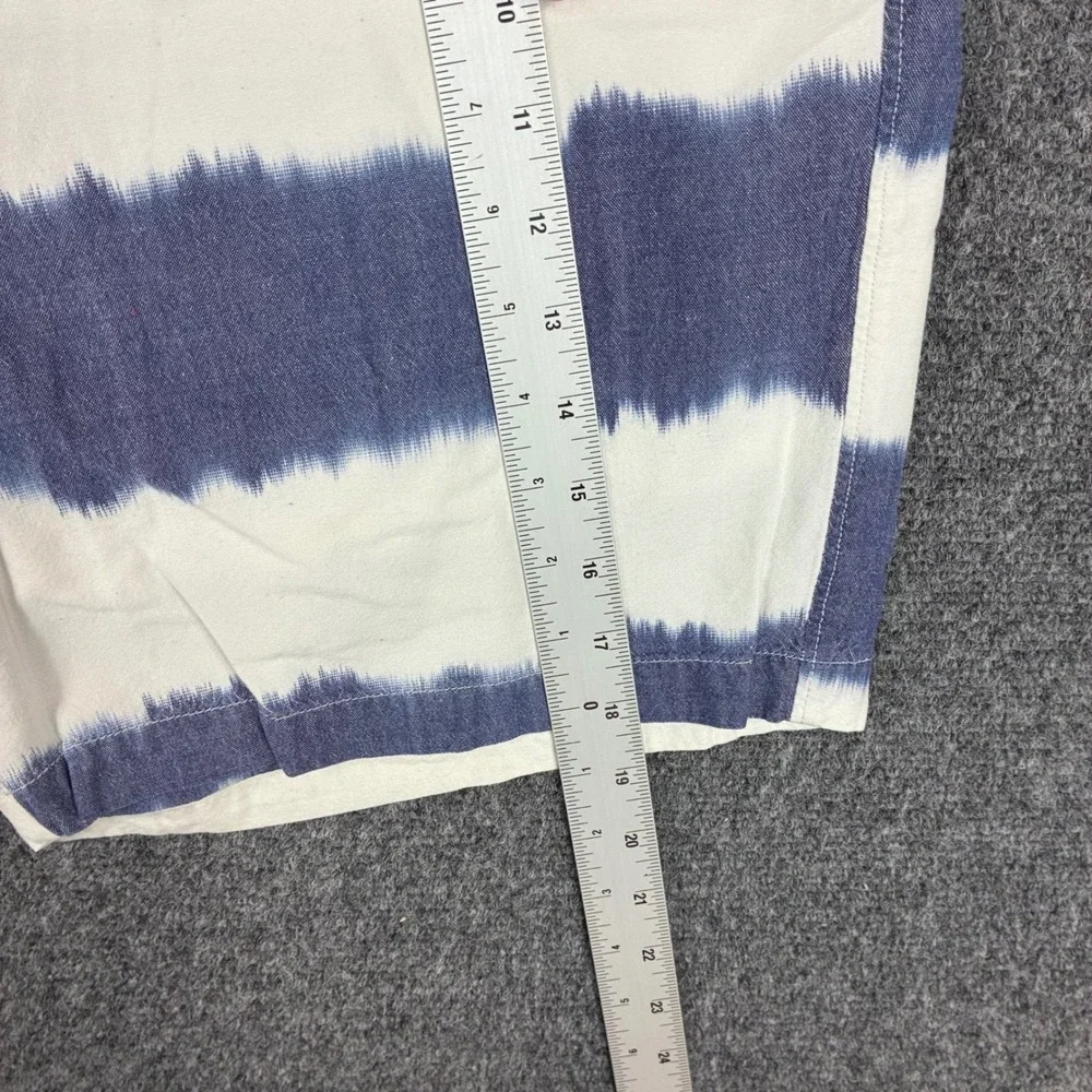 Banana Republic Mens 36 Blue White Tie Dye Striped Cotton Chino Shorts Summer