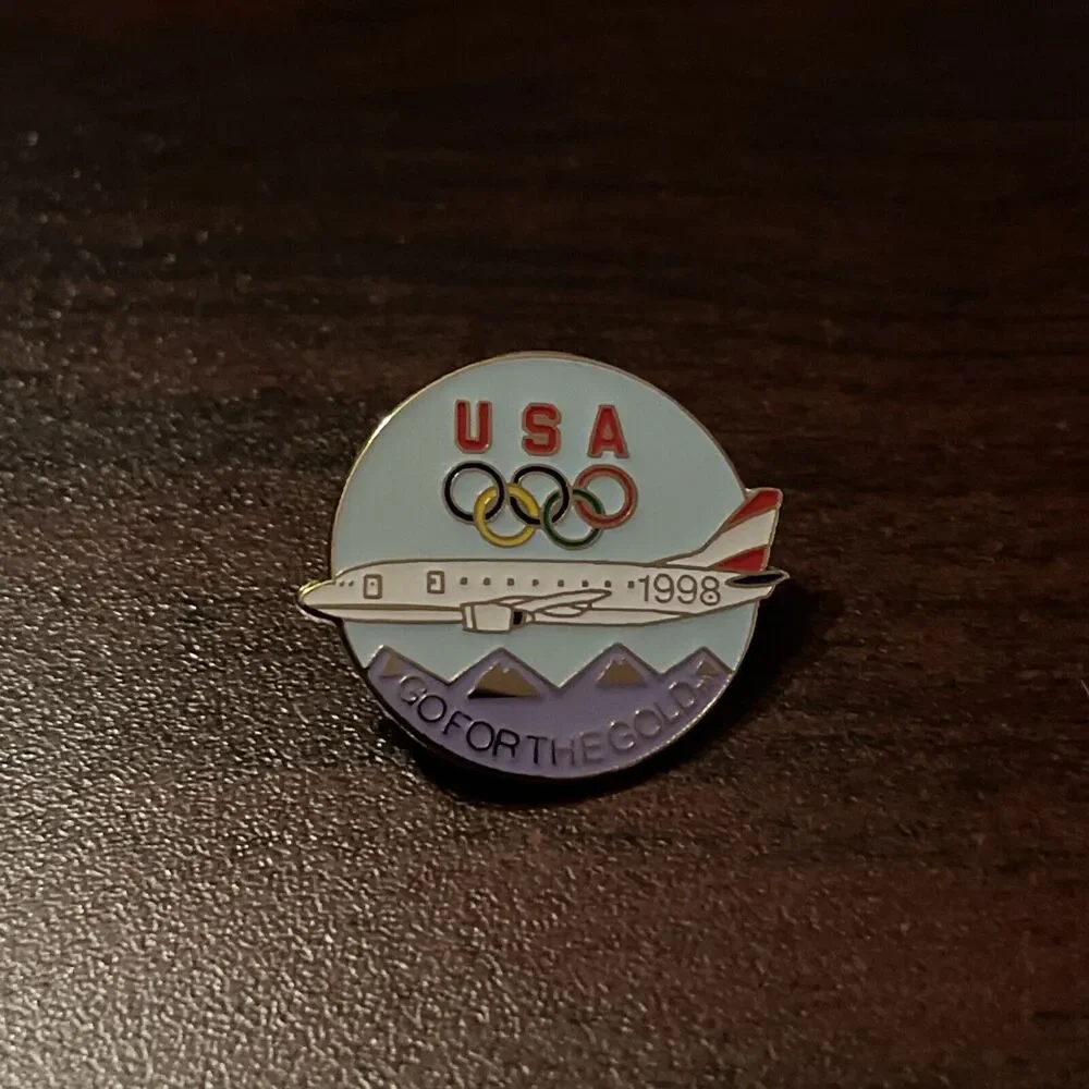 1996 Atlanta Olympics Team USA Airplane Go For The Gold Lapel‎ Hat Pin
