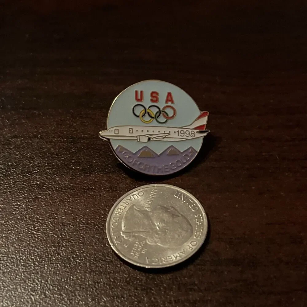 1996 Atlanta Olympics Team USA Airplane Go For The Gold Lapel‎ Hat Pin
