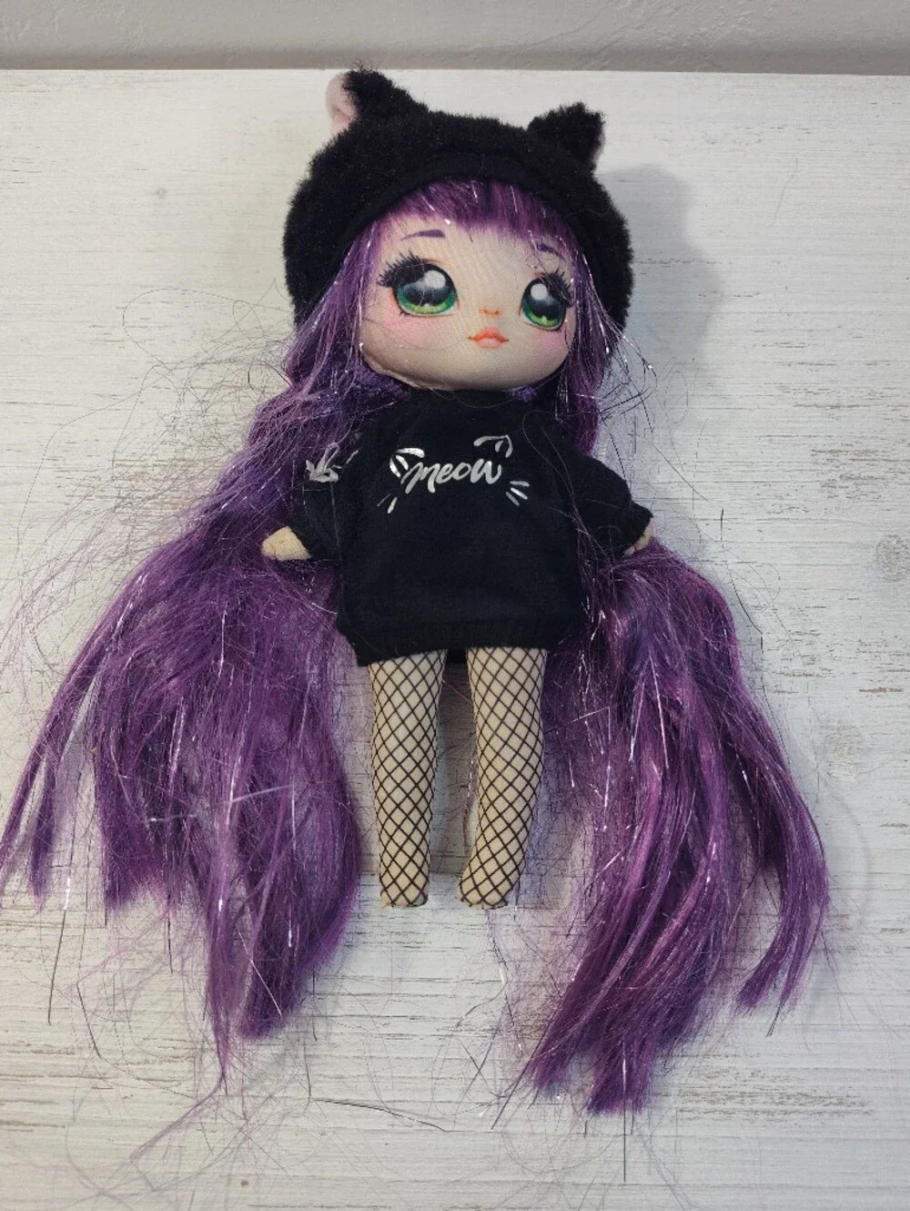 Na Na Na Surprise Tuesday Meow Doll Kitty Cat Purple Hair Green Eyes 7.5
