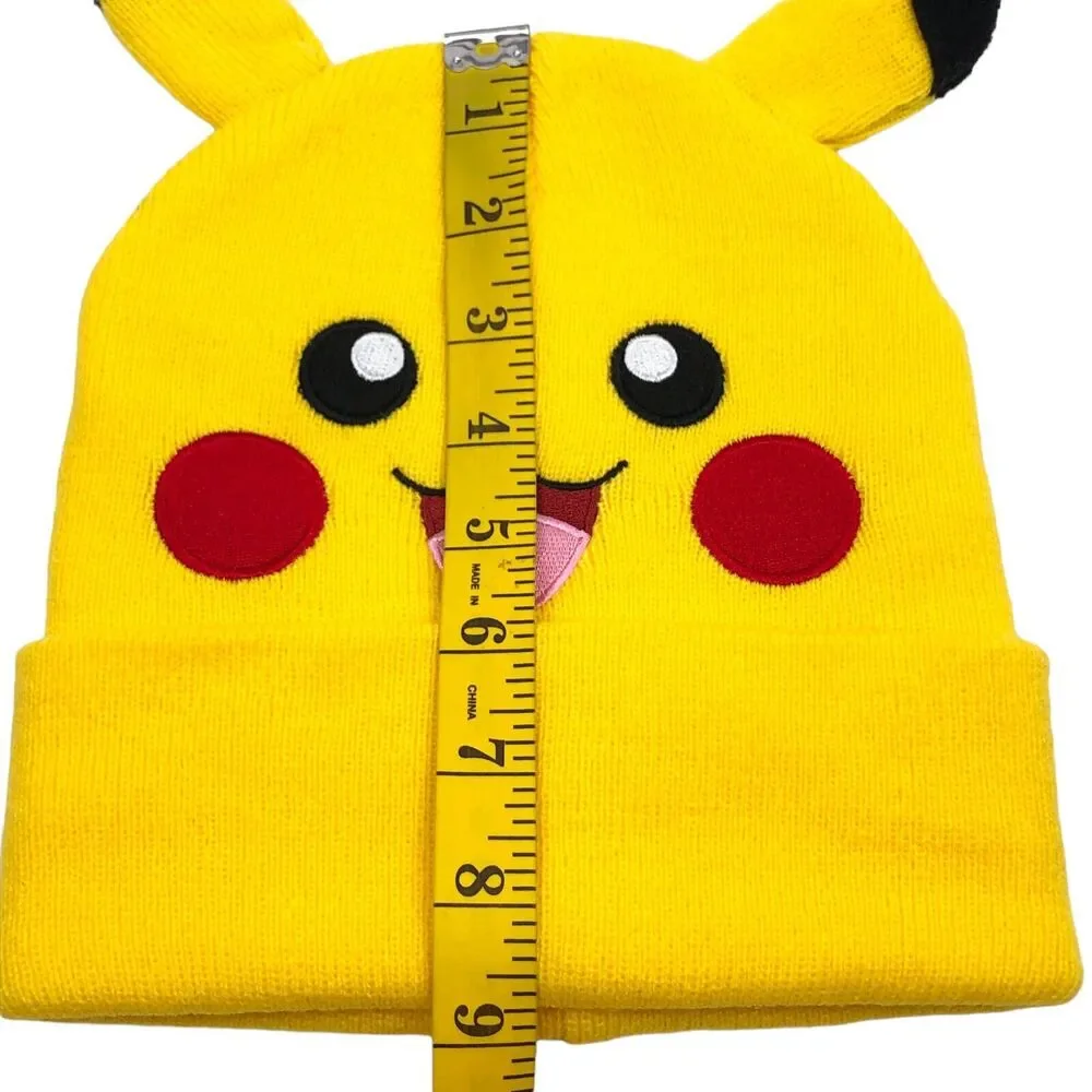 NEW Pokemon Pikachu Cuffed Beanie Knit Hat Yellow Youth Kids Boys Girls One Size