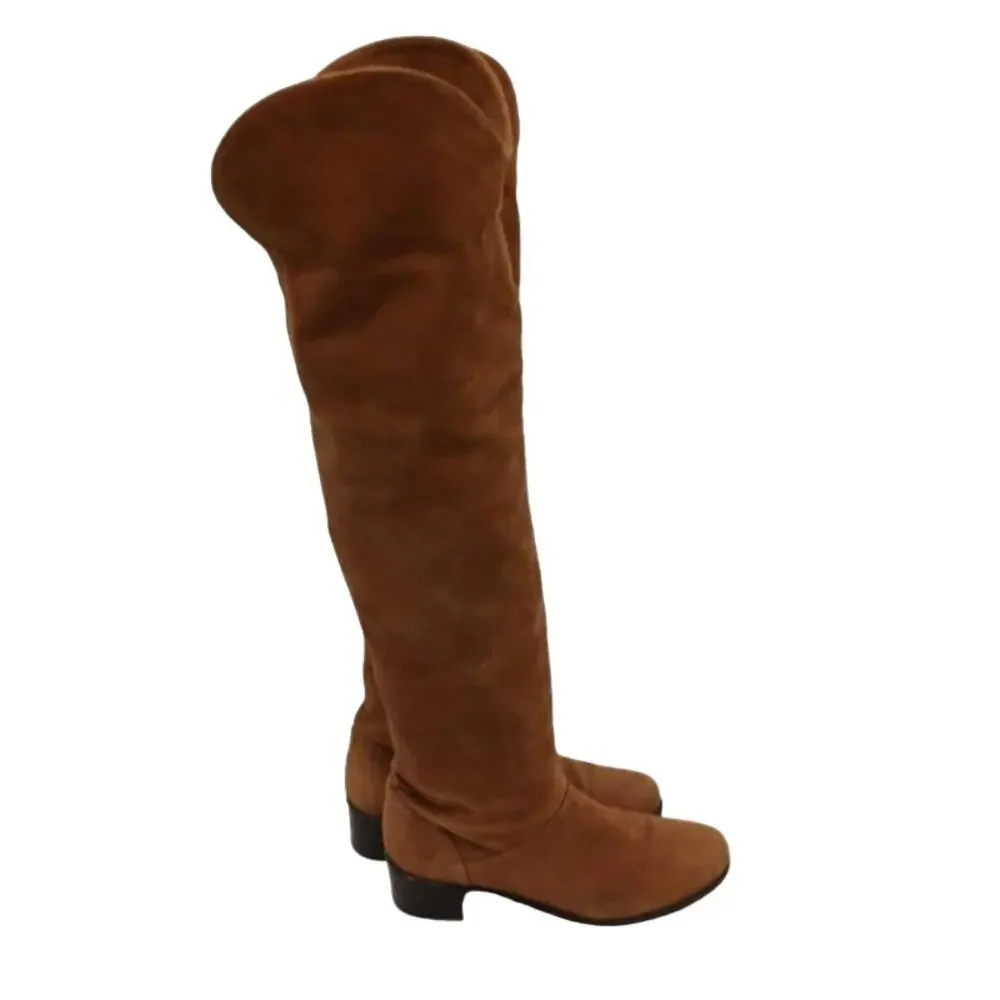 Stuart Weitzman Over the Knee Boot Size 6.5M SUEDE LEATHER Rust Brown Equestrian