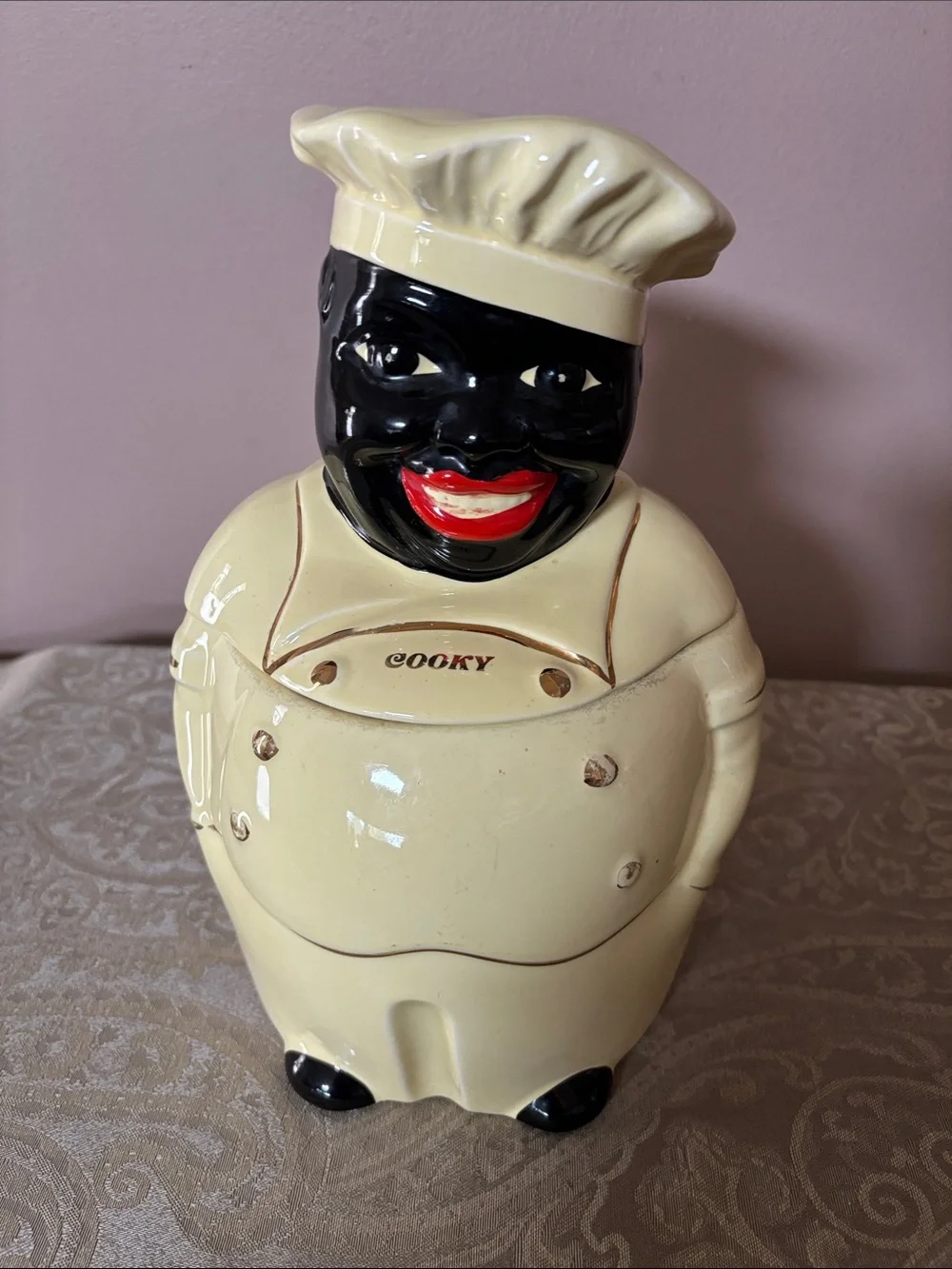 Yellow and Black Ceramic Chef Cookie Jar - Cooky Design